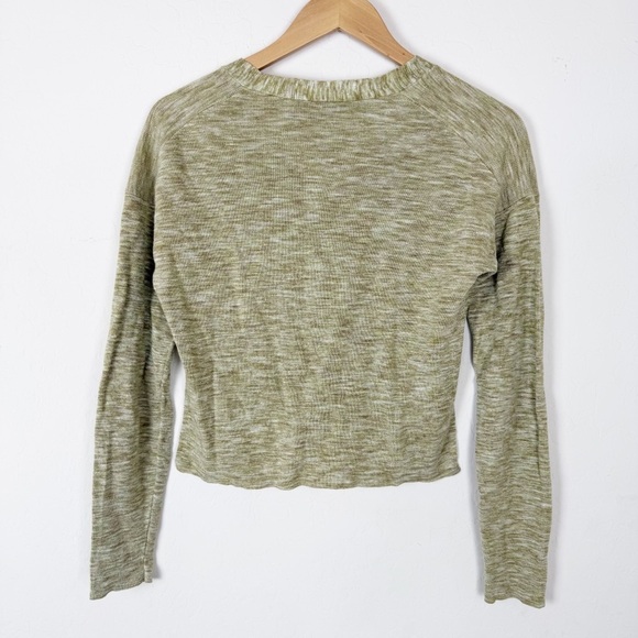 Theory Women's Green Hanalee Space Dye Linen Blend Cardigan Sweater - Picture 5 of 10